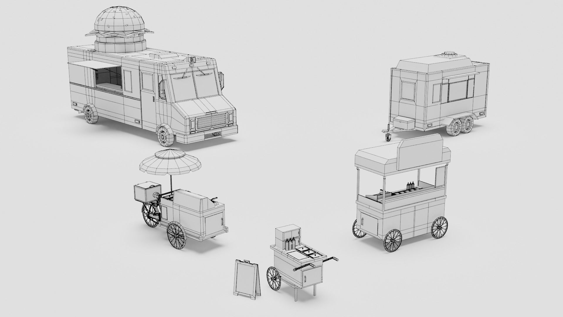 Food Cart Pack Collection Low-poly 3D model_6