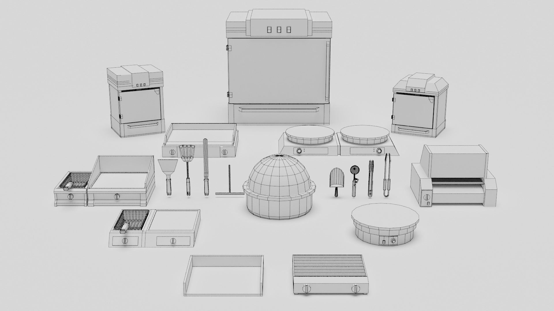 Food Cart Pack Collection Low-poly 3D model_46