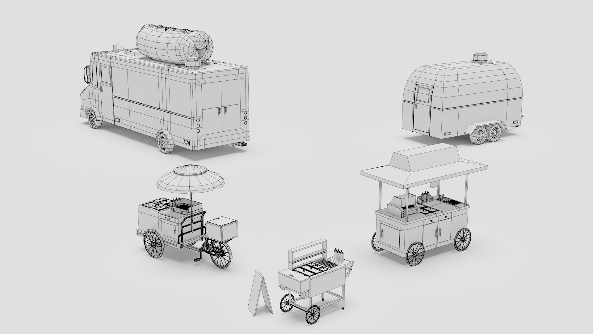 Food Cart Pack Collection Low-poly 3D model_12