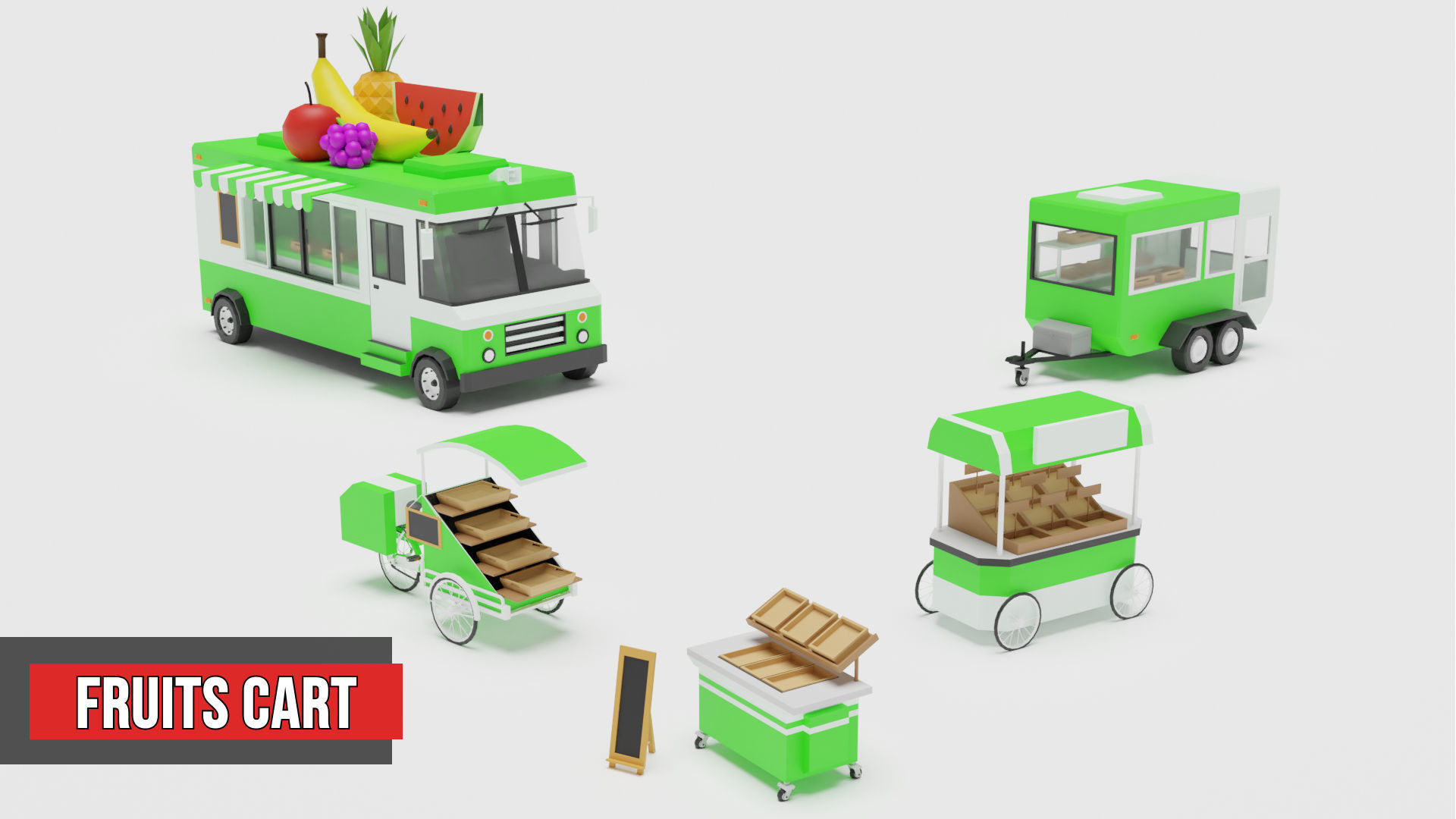 Food Cart Pack Collection Low-poly 3D model_37