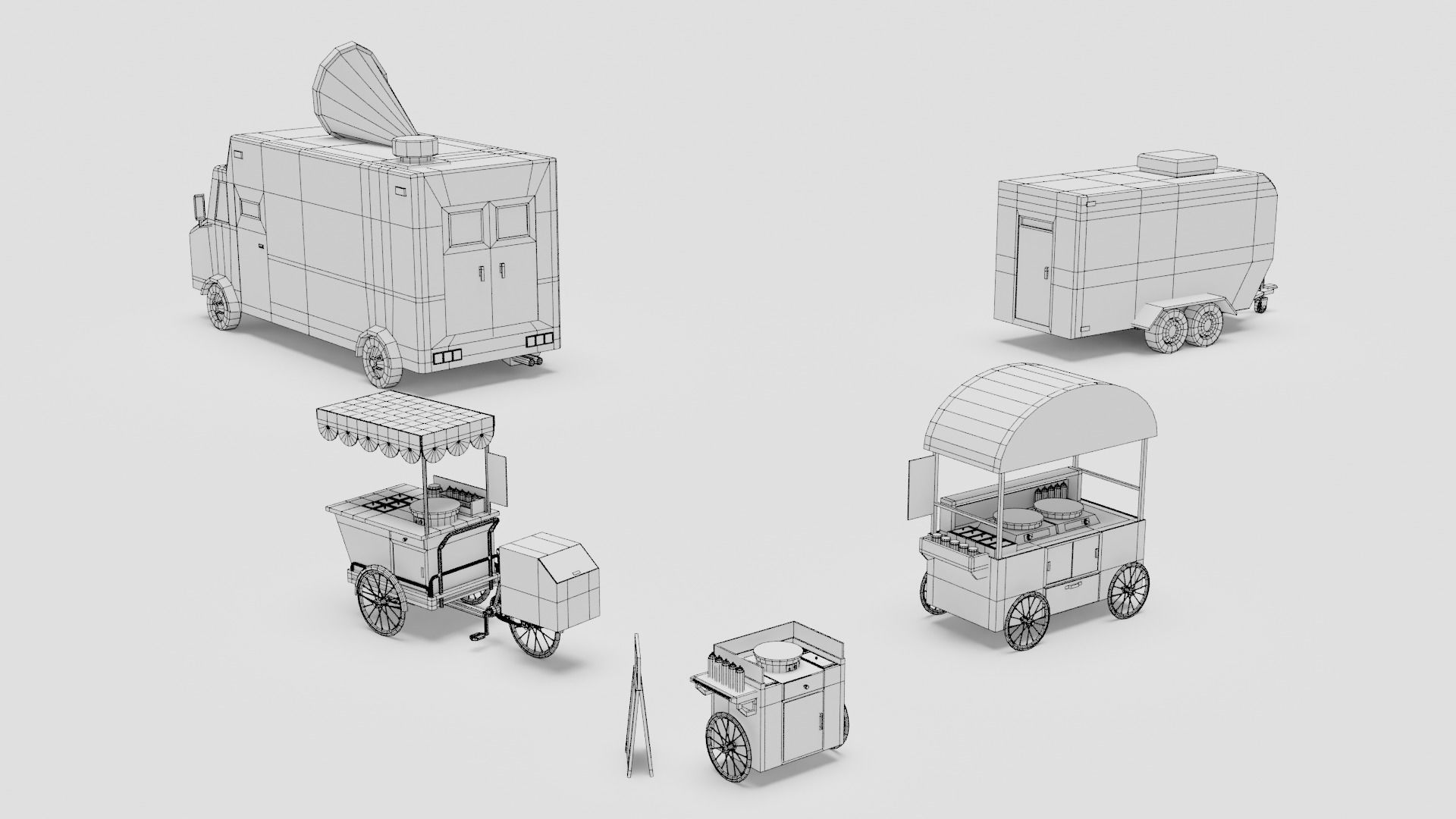 Food Cart Pack Collection Low-poly 3D model_32