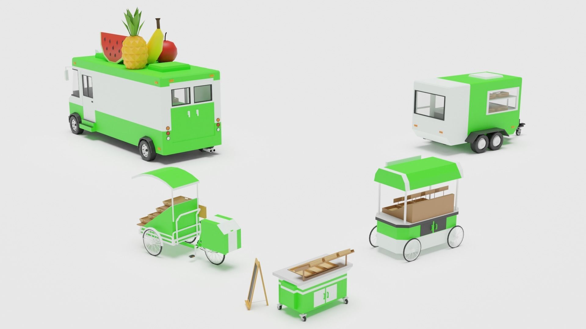 Food Cart Pack Collection Low-poly 3D model_39