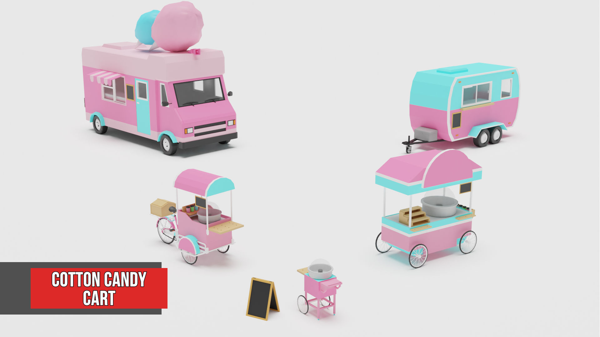 Food Cart Pack Collection Low-poly 3D model_13