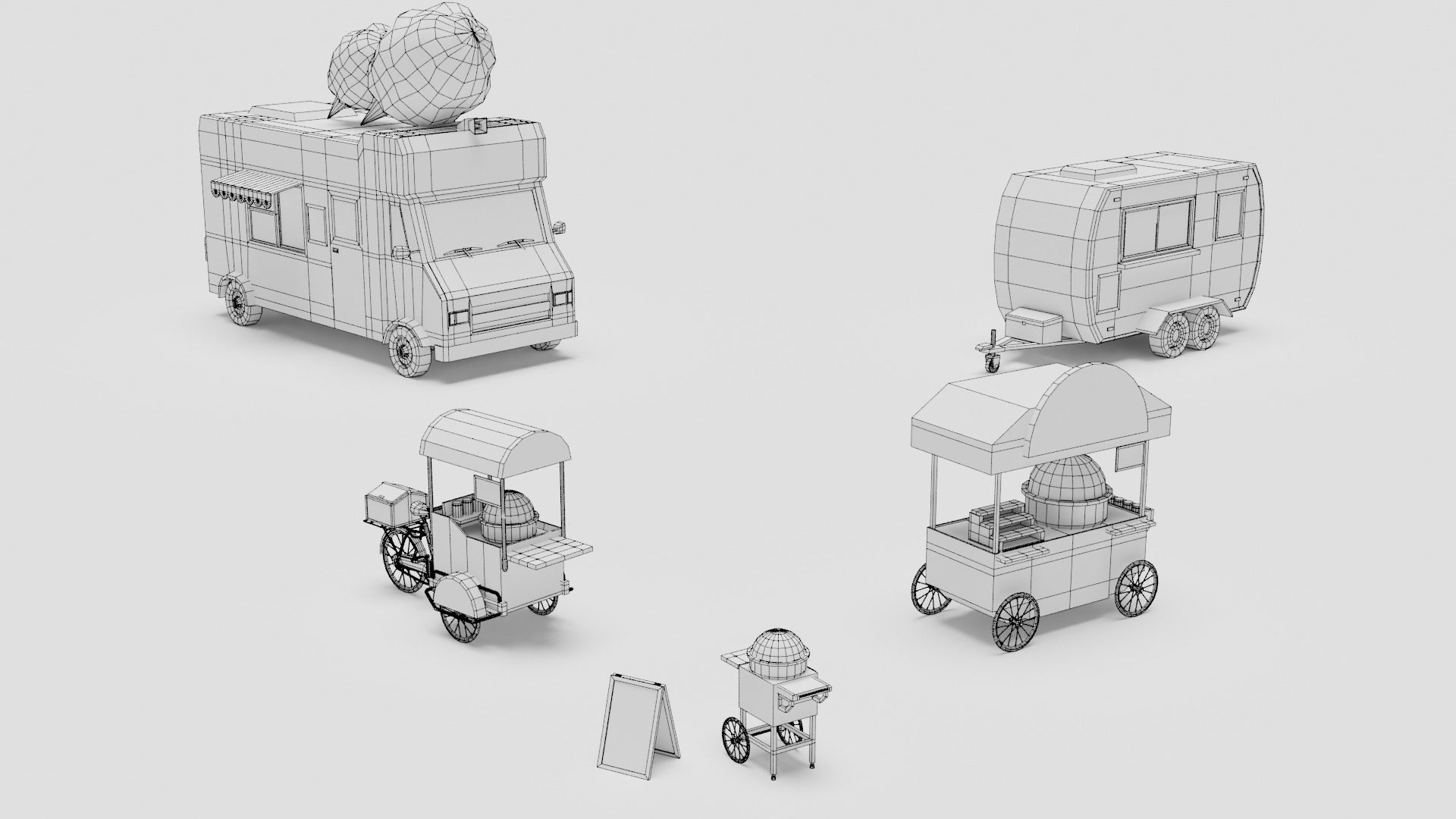 Food Cart Pack Collection Low-poly 3D model_14