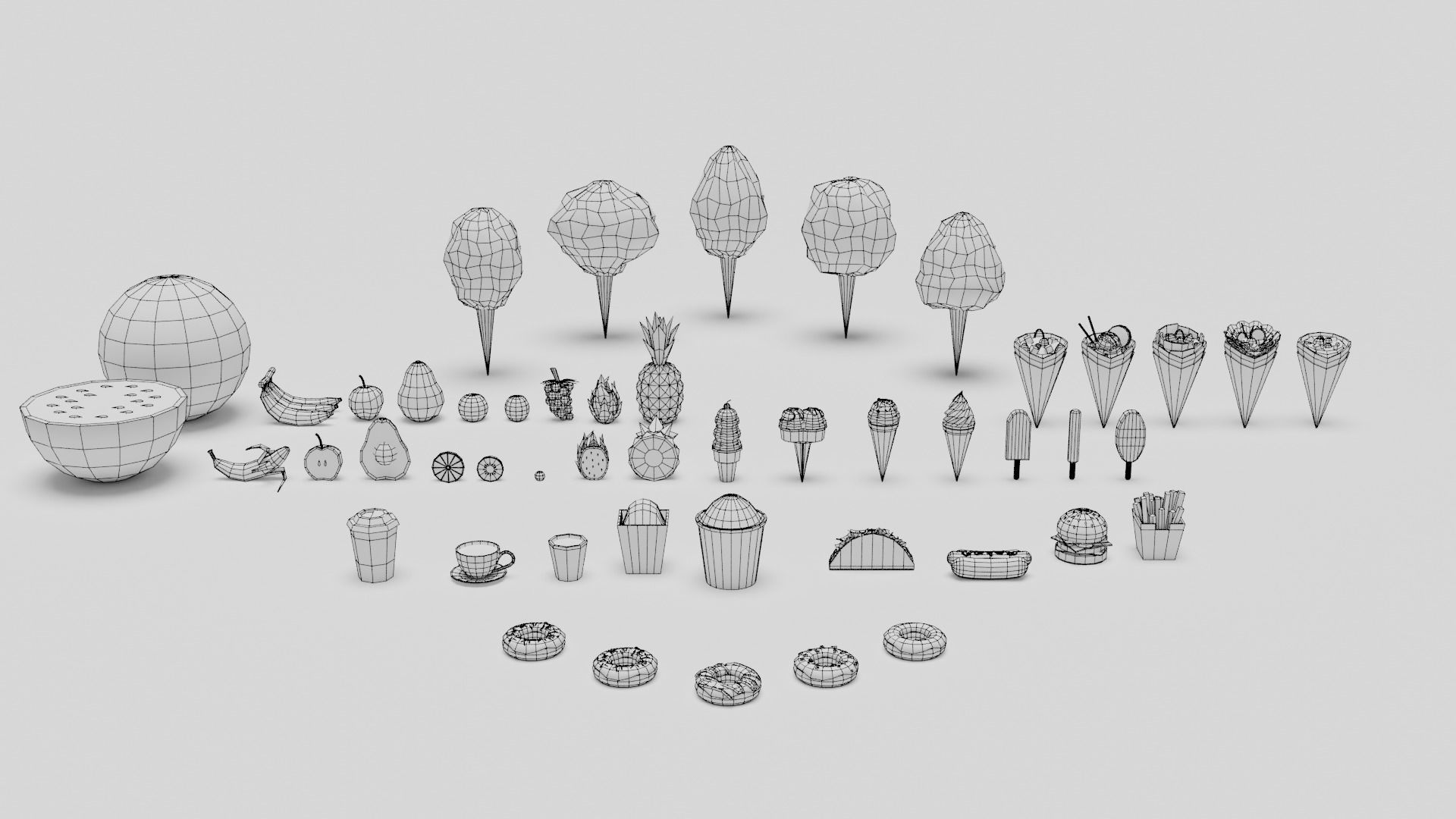 Food Cart Pack Collection Low-poly 3D model_42