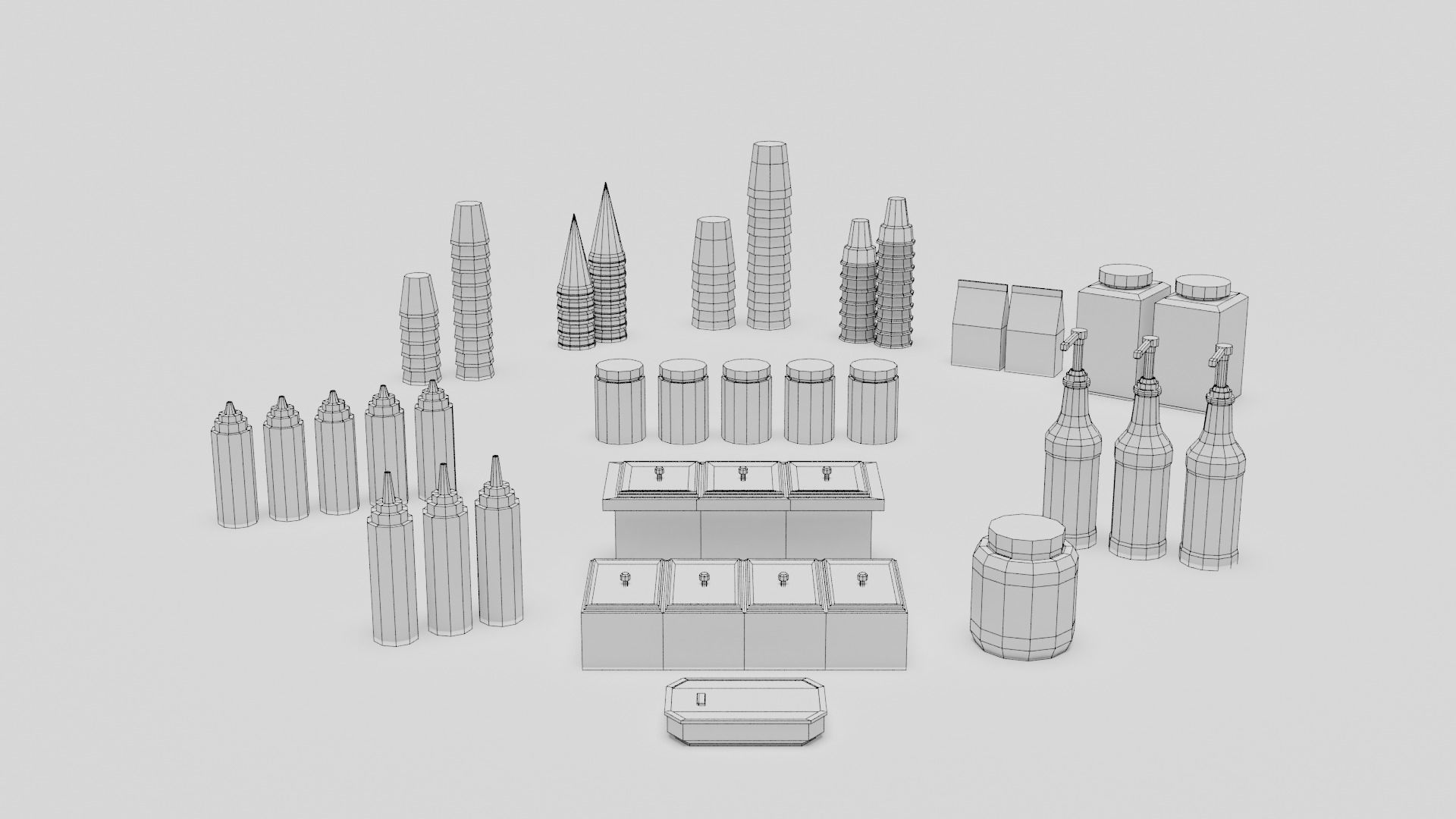 Food Cart Pack Collection Low-poly 3D model_49