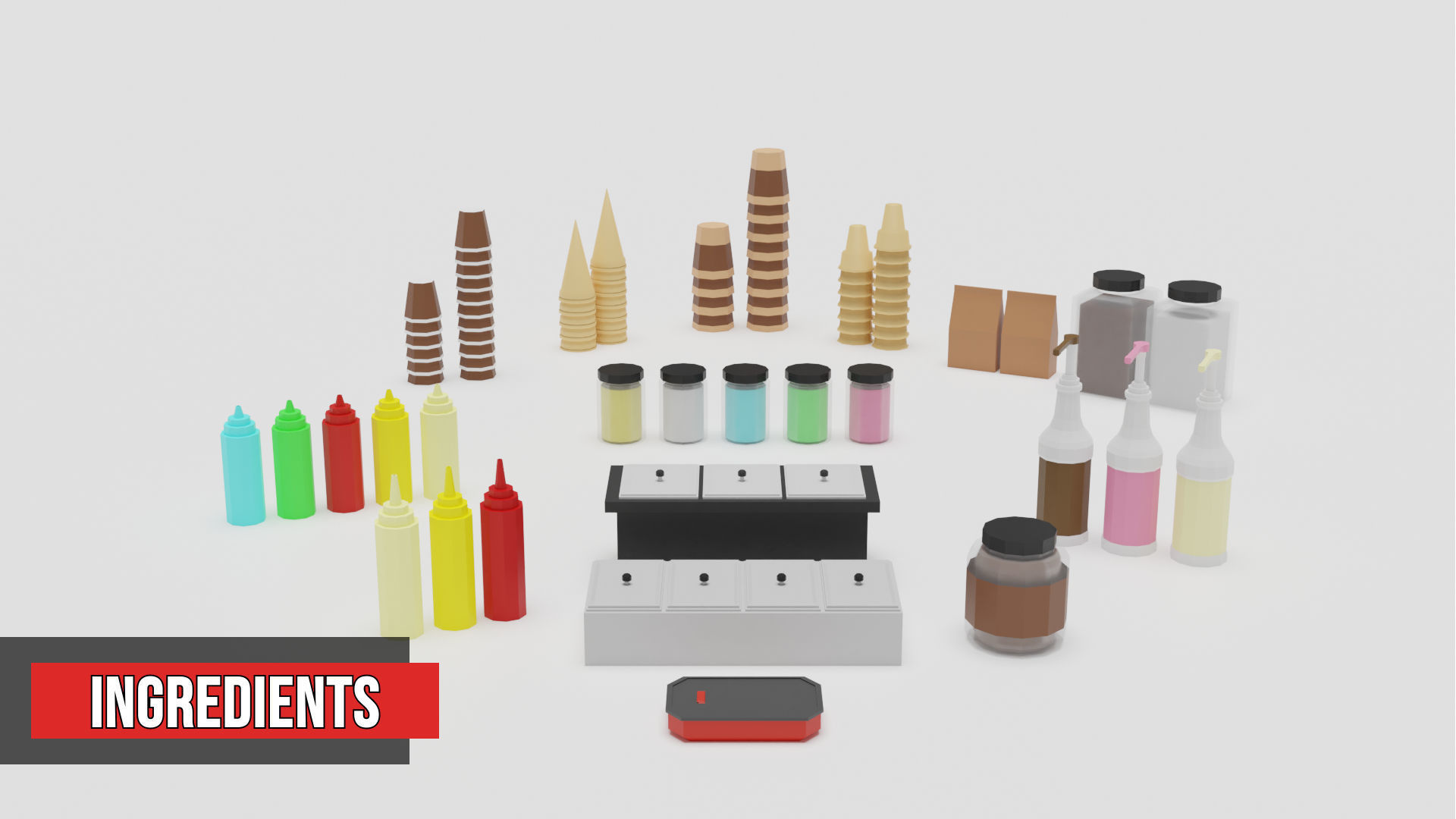 Food Cart Pack Collection Low-poly 3D model_48