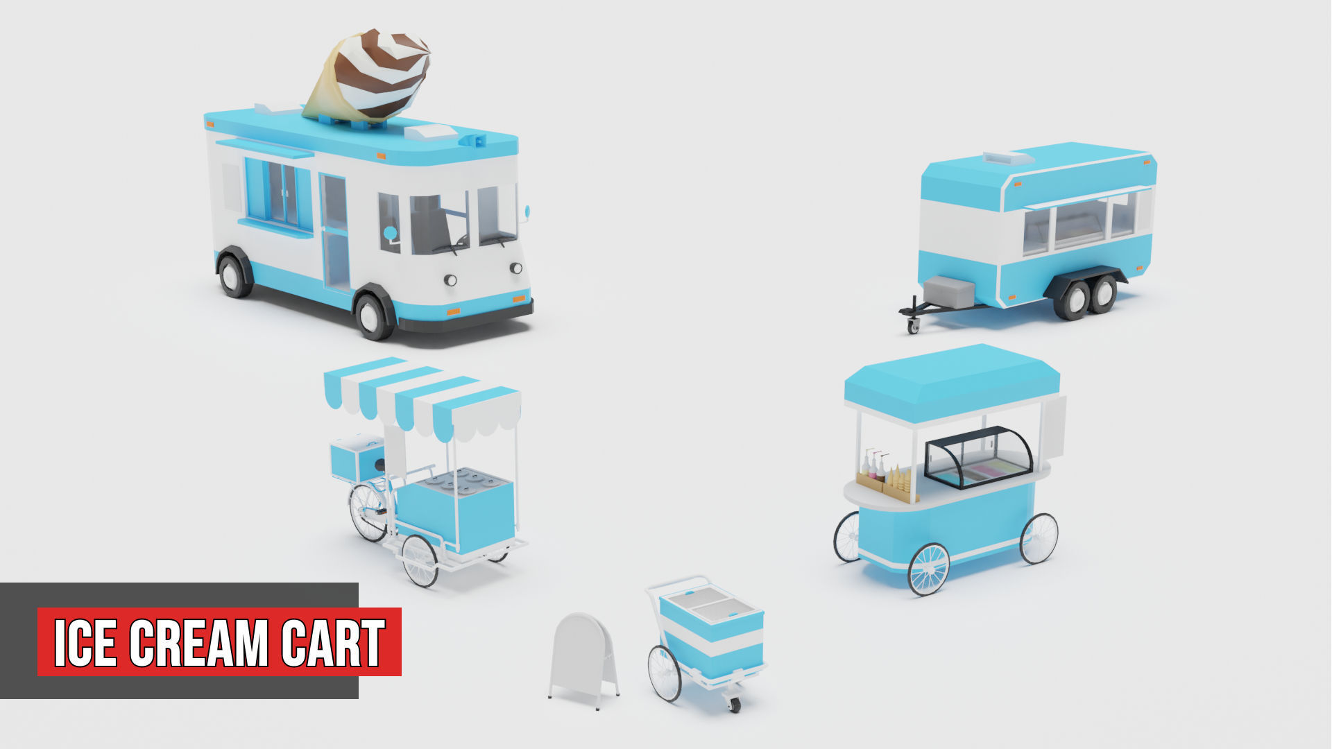 Food Cart Pack Collection Low-poly 3D model_21
