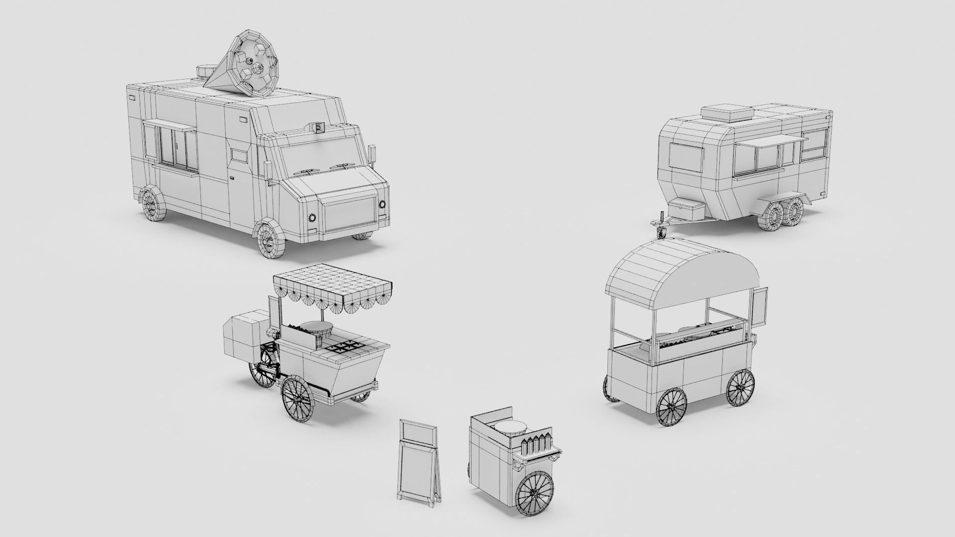 Food Cart Pack Collection Low-poly 3D model_30