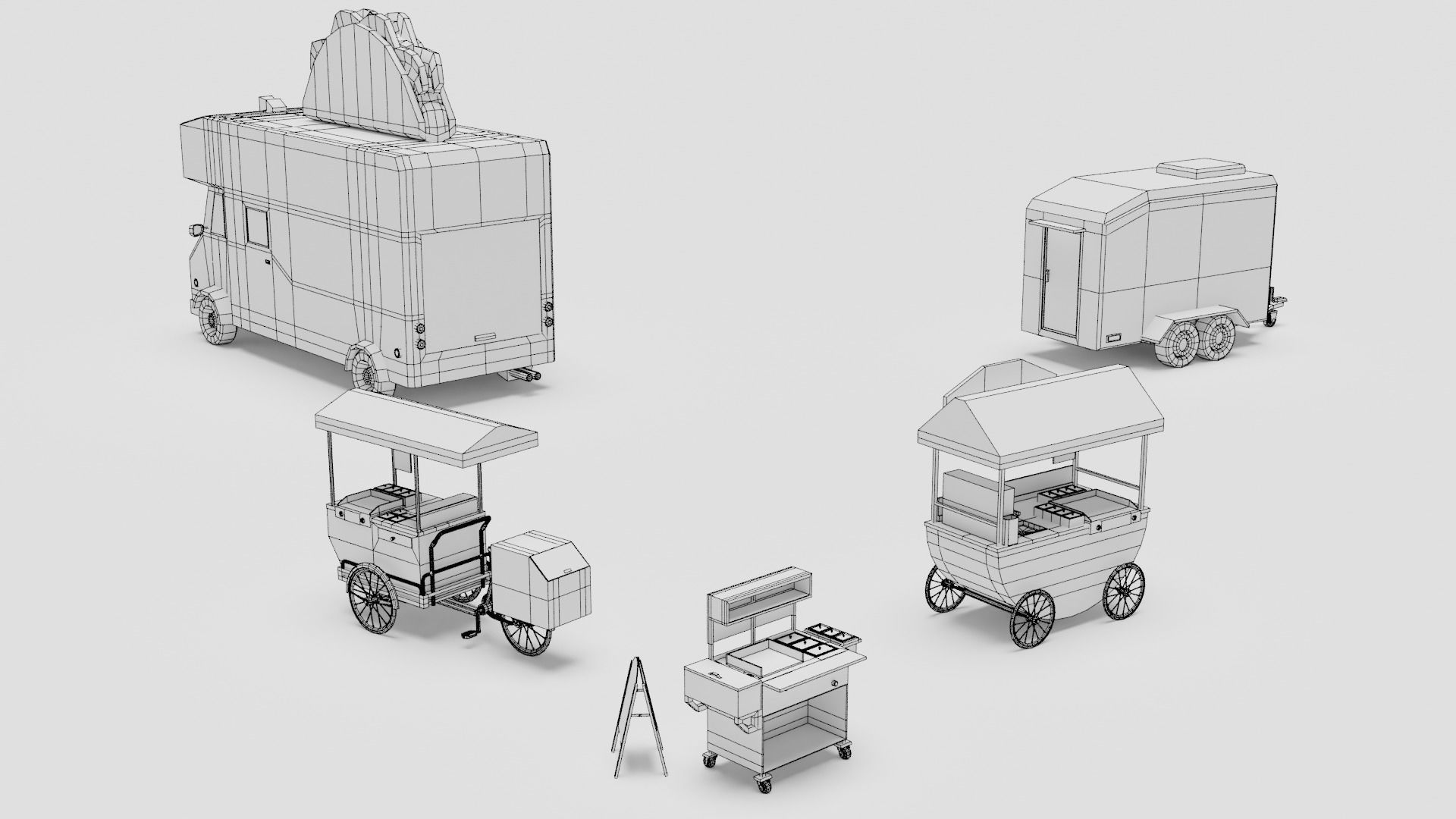 Food Cart Pack Collection Low-poly 3D model_36