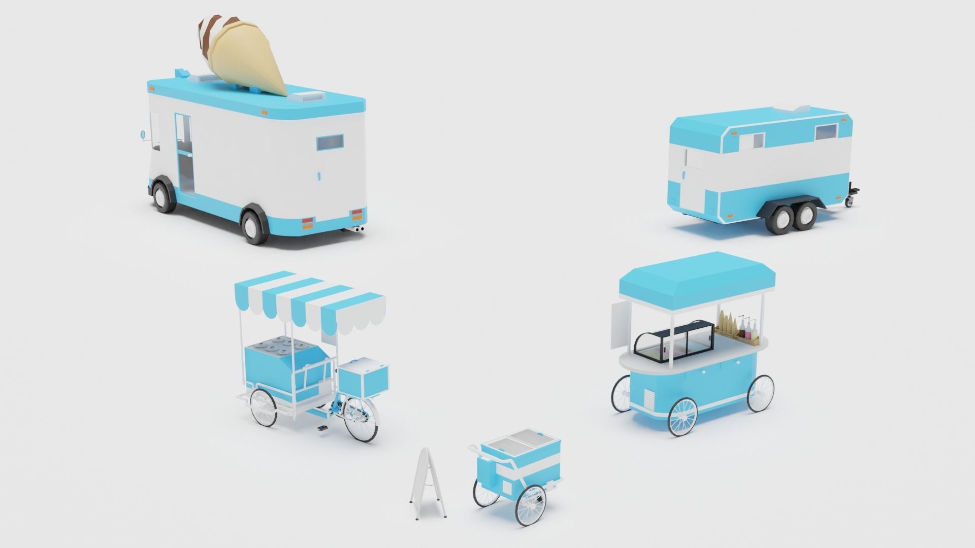 Food Cart Pack Collection Low-poly 3D model_23