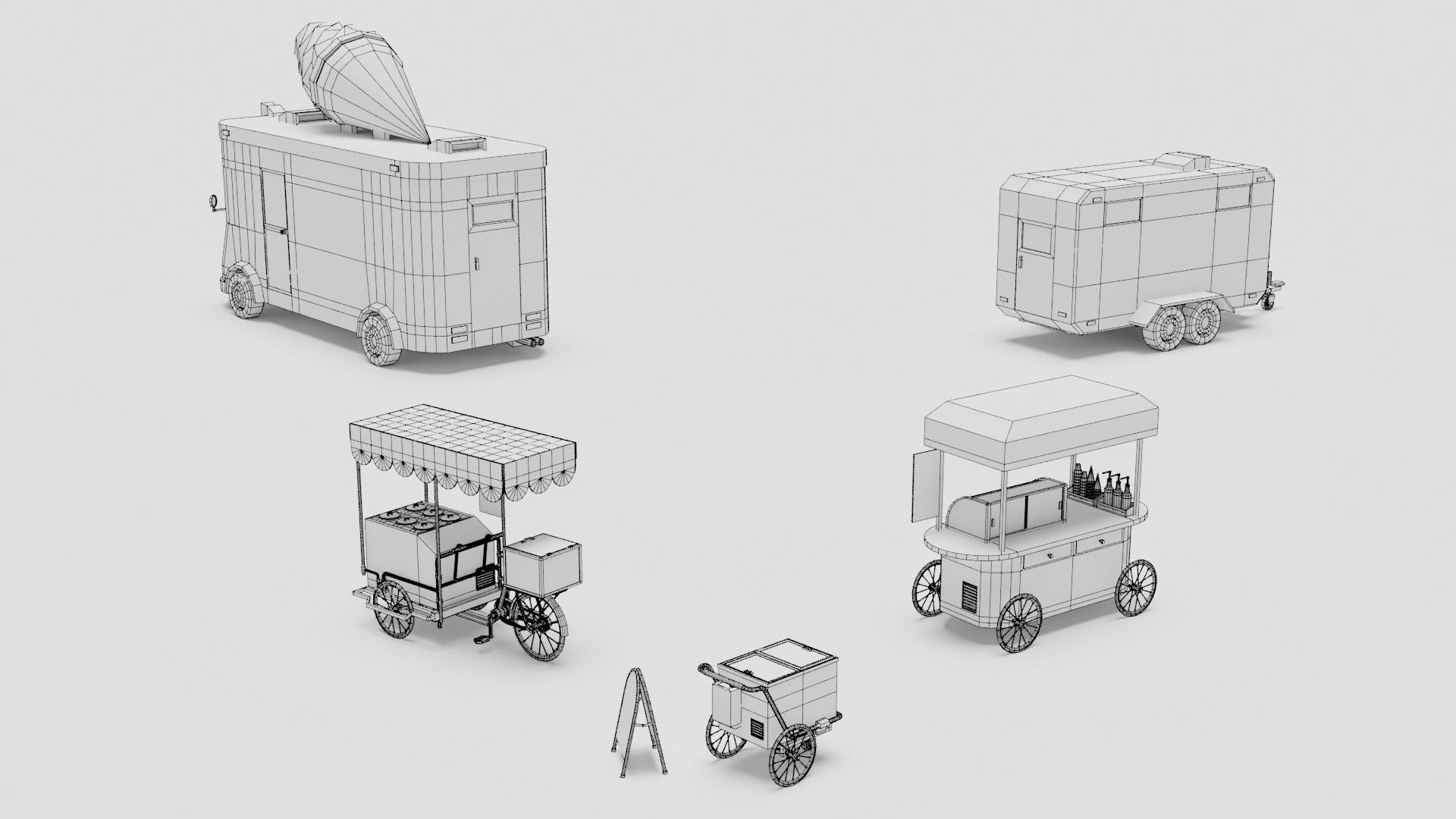 Food Cart Pack Collection Low-poly 3D model_24