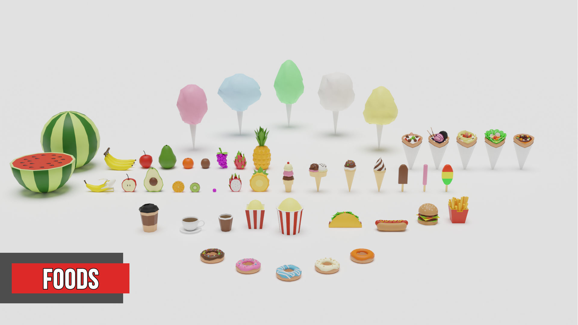 Food Cart Pack Collection Low-poly 3D model_41
