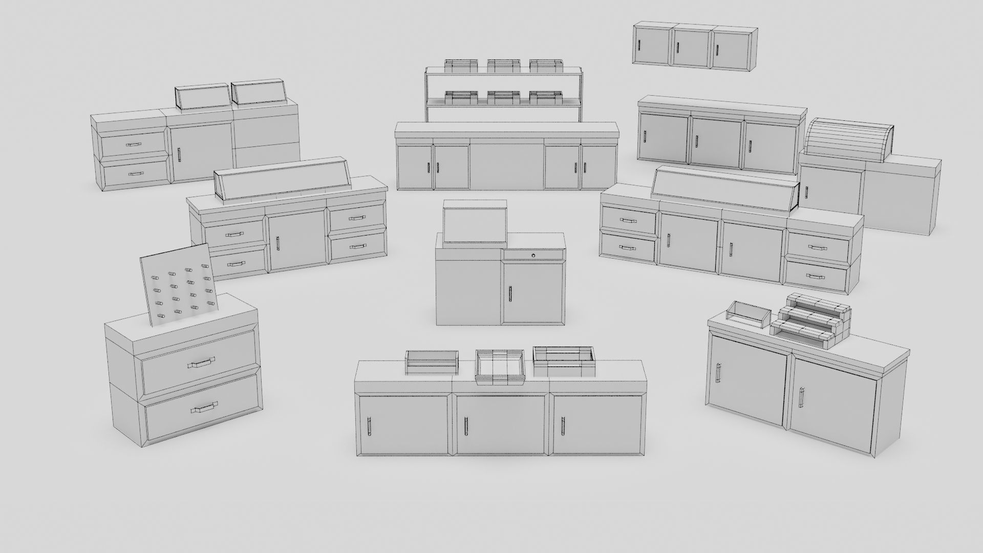 Food Cart Pack Collection Low-poly 3D model_51