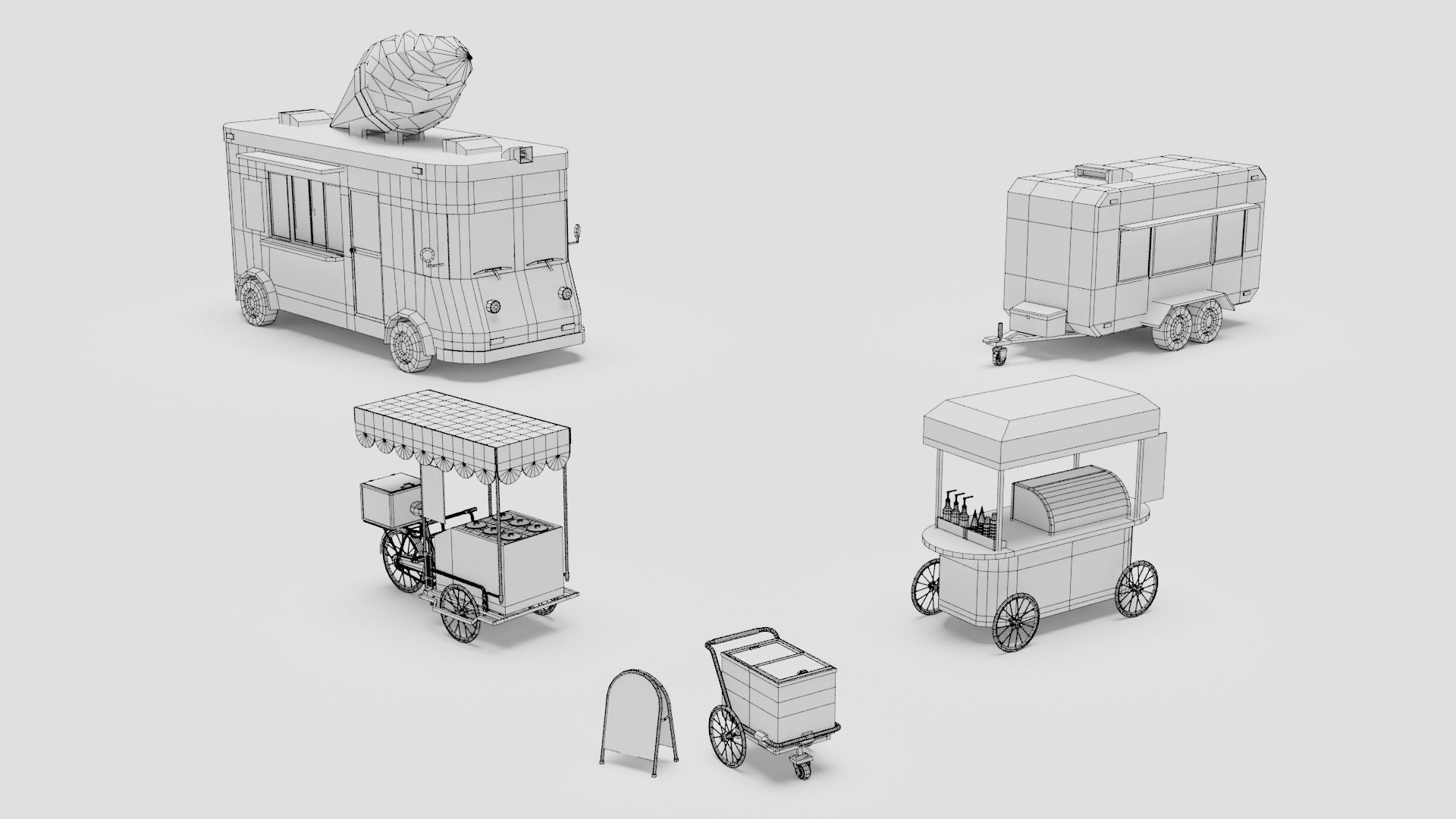 Food Cart Pack Collection Low-poly 3D model_22