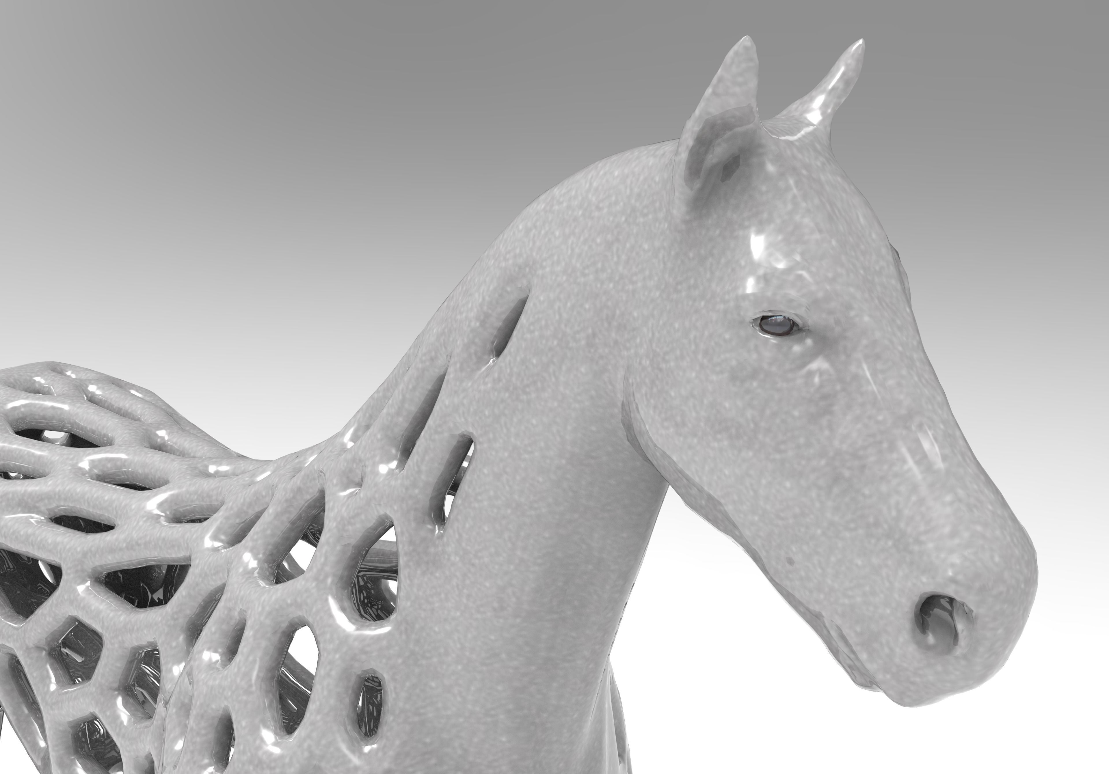 Horse Statue Low-poly 3D model_8