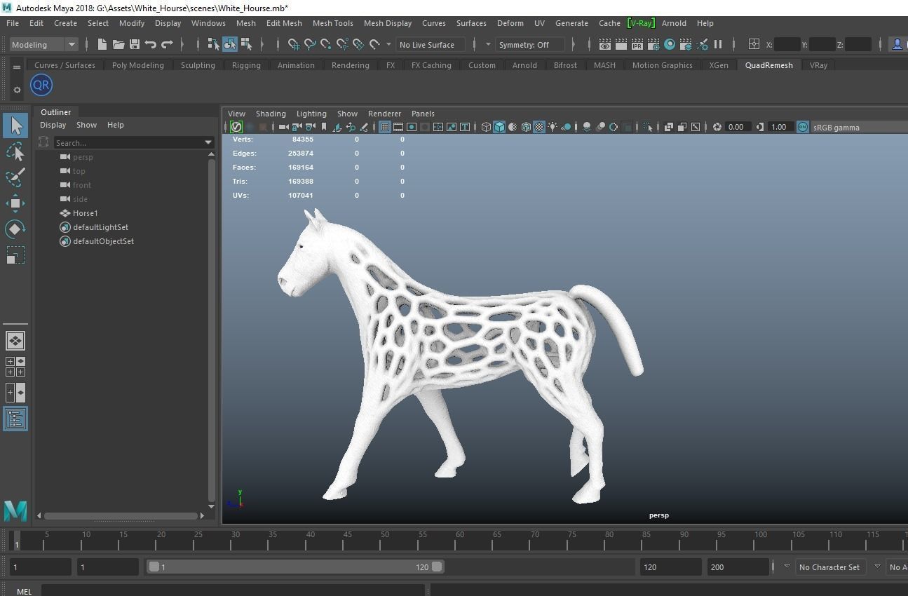 Horse Statue Low-poly 3D model_16