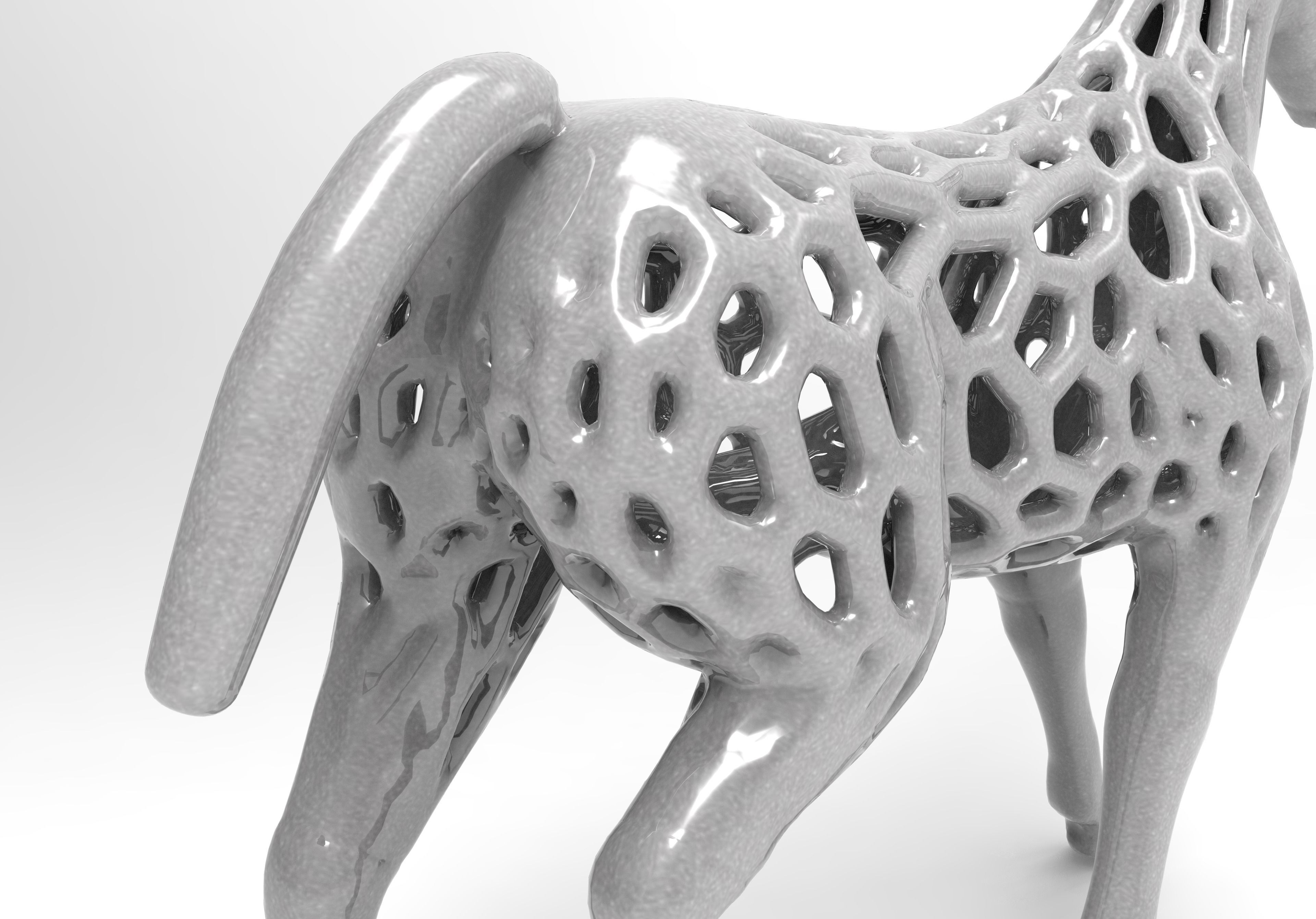 Horse Statue Low-poly 3D model_6