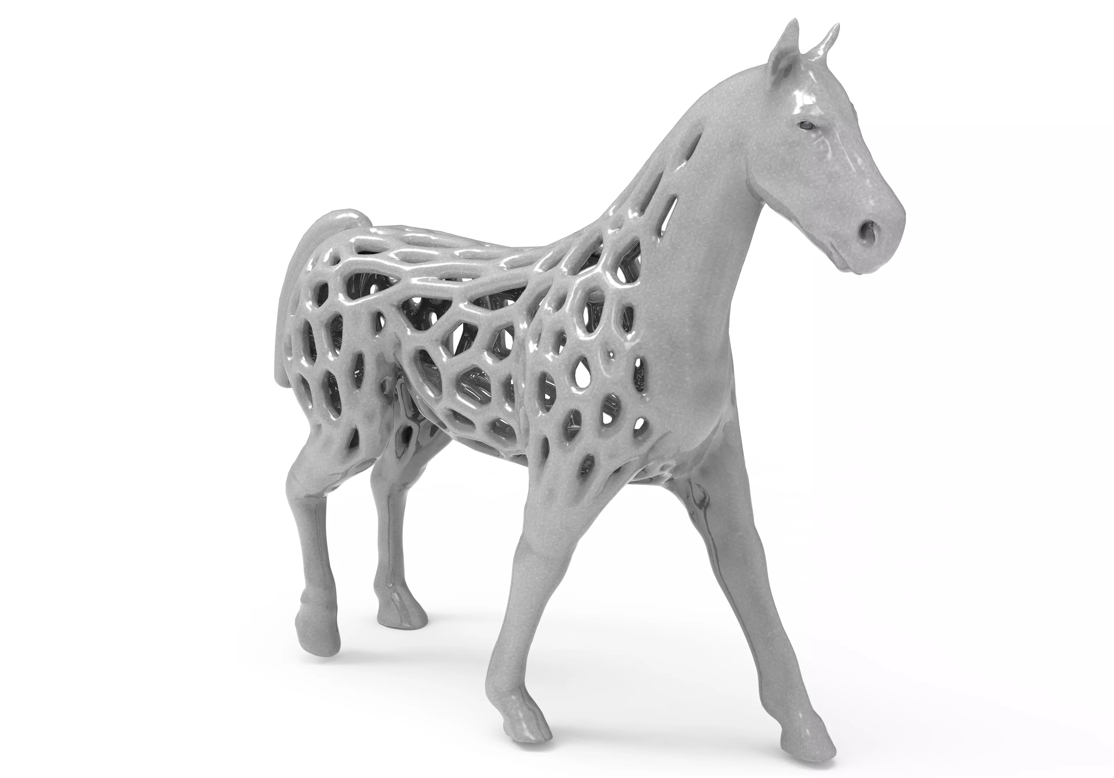 Horse Statue Low-poly 3D model_0