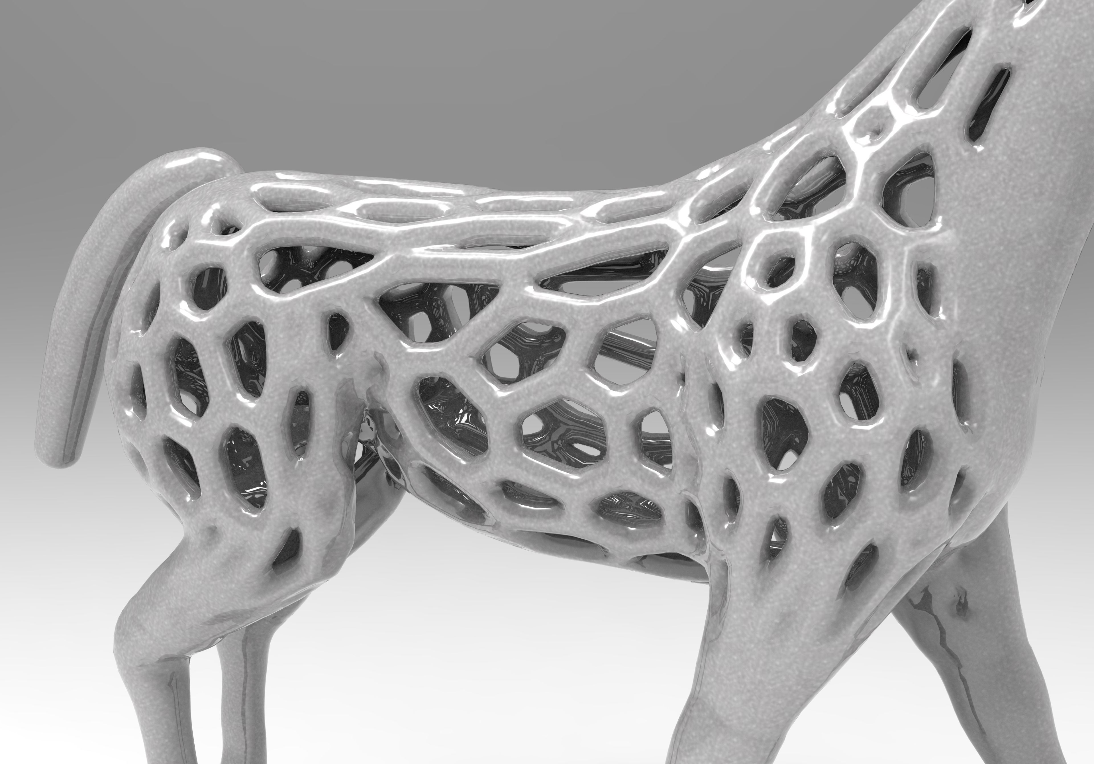 Horse Statue Low-poly 3D model_7