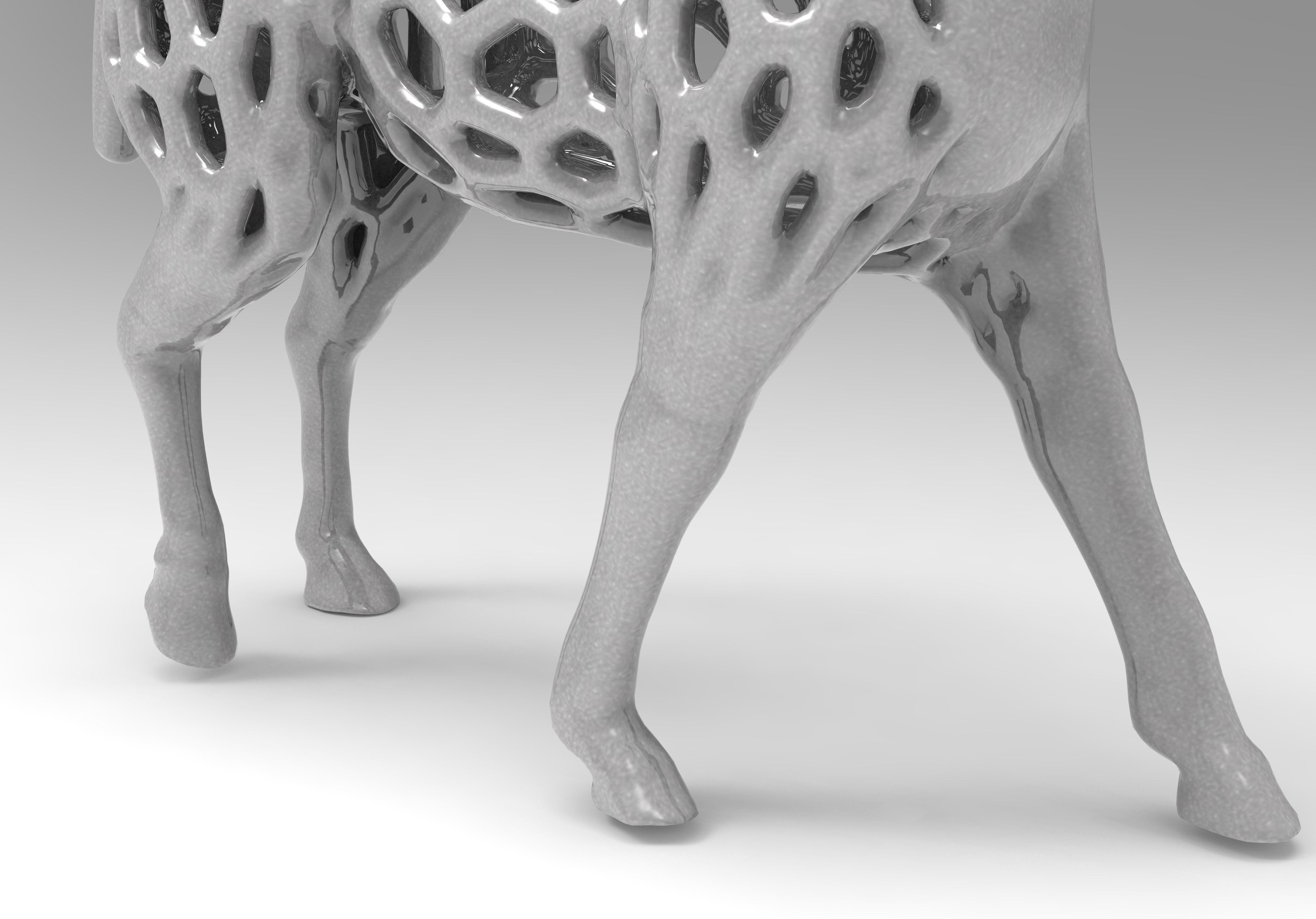 Horse Statue Low-poly 3D model_9