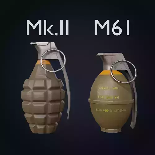 Grenades game-ready grenade Low-poly 3D model