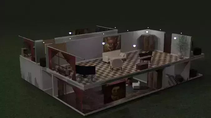 Game model of a two-story house
