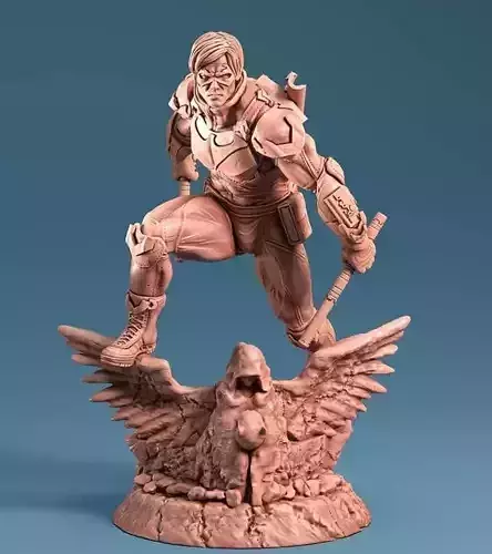 Nightwing statue of man holding eagle 3D print model
