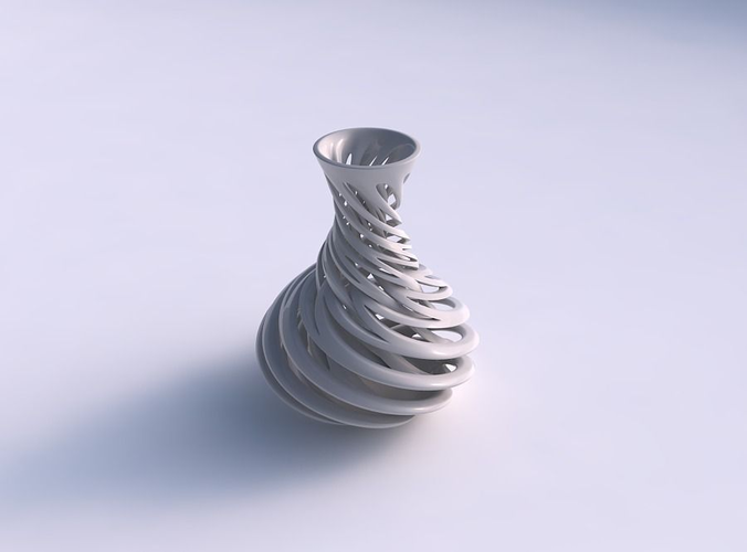 Vase twisted spherical bottom with intertwining lines very tw... 3D print model