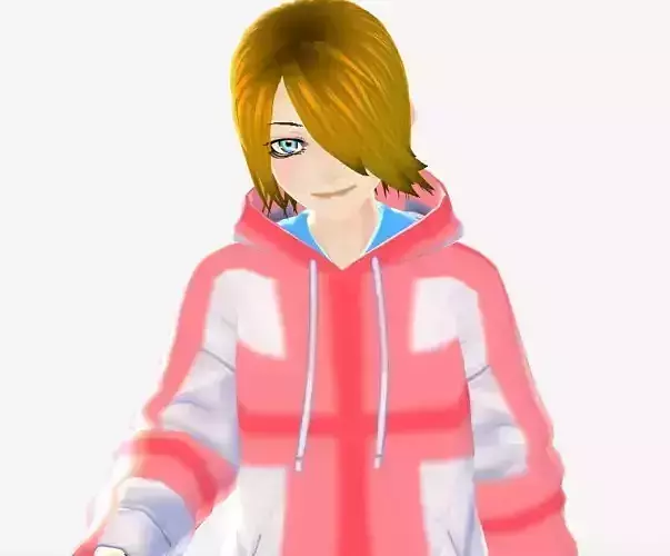 SciFi 3d anime kawaii girl character c23 Low-poly 3D model