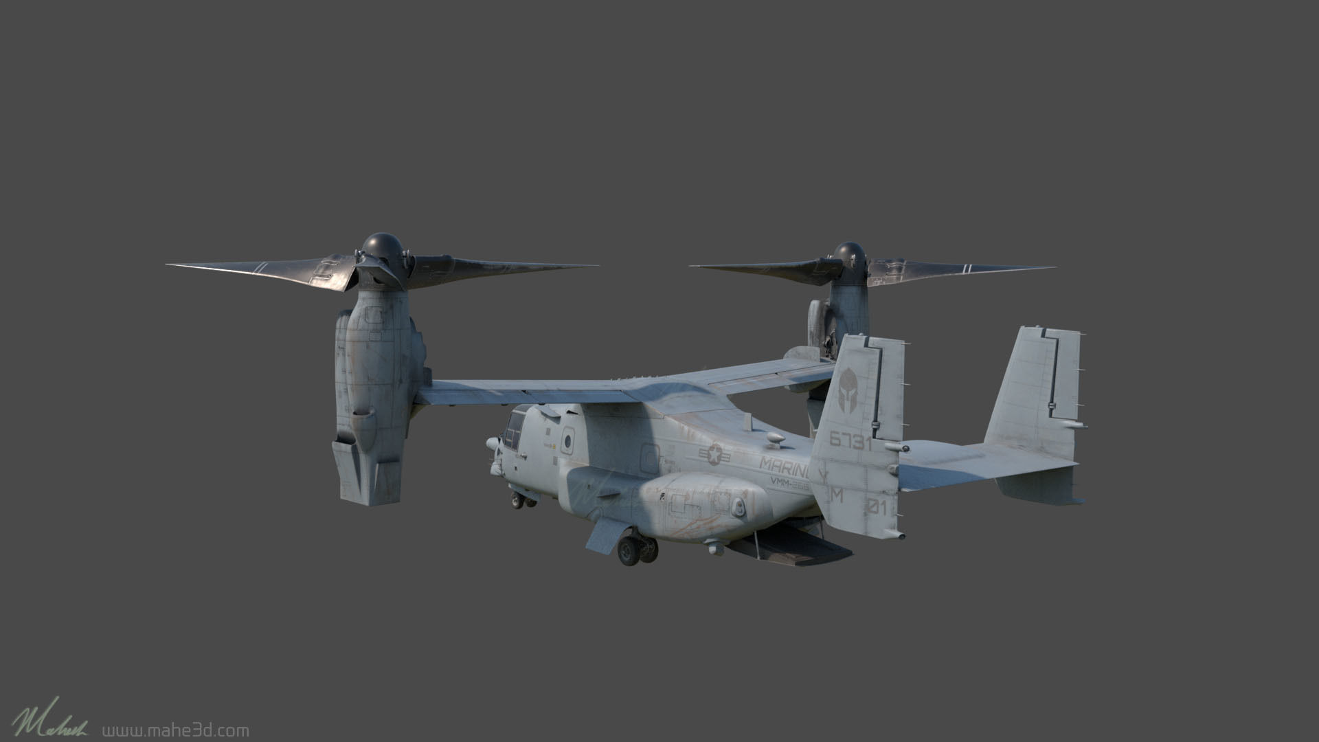 MV22-Osprey osprey aircraft 3D model_7