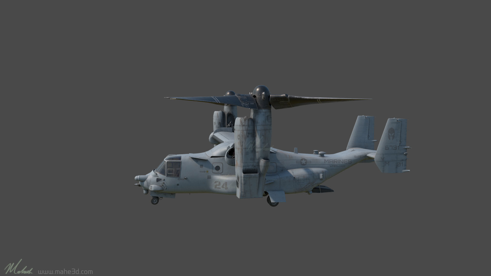 MV22-Osprey osprey aircraft 3D model_8
