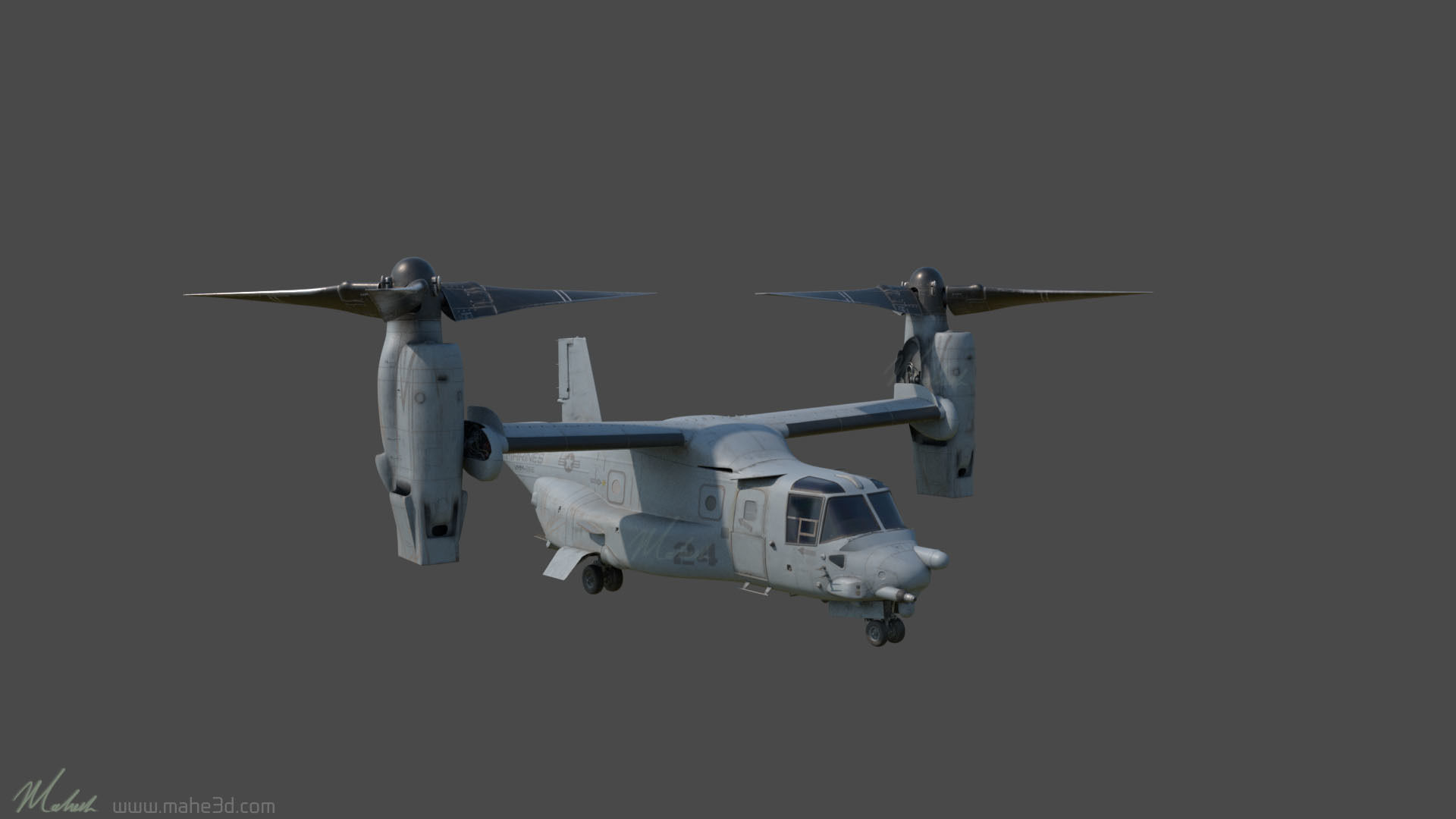 MV22-Osprey osprey aircraft 3D model_4