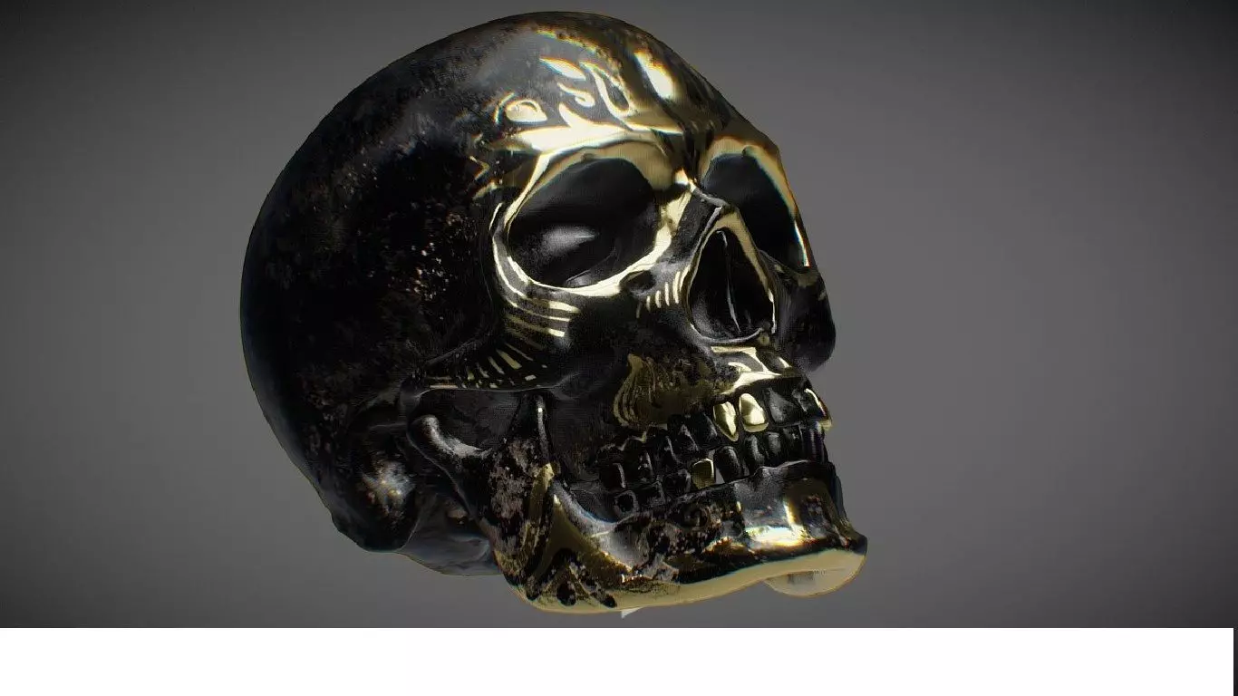 golden skull  3D model_0
