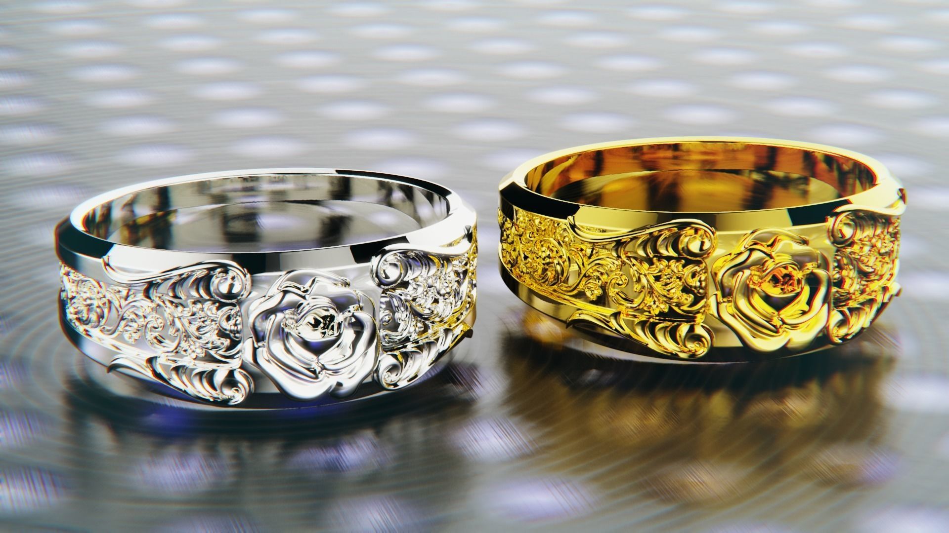 Ring with floral ornament for 3d Printing 3D print model_6