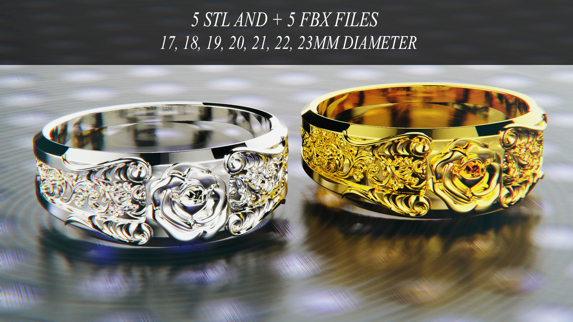 Ring with floral ornament for 3d Printing 3D print model_1