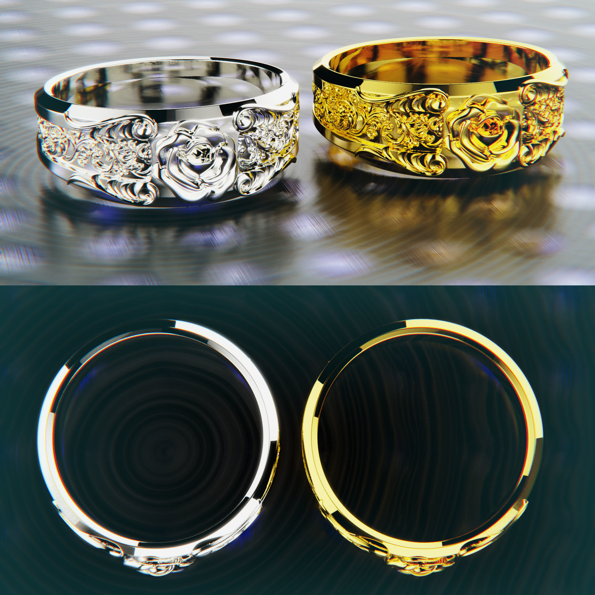 Ring with floral ornament for 3d Printing 3D print model_4