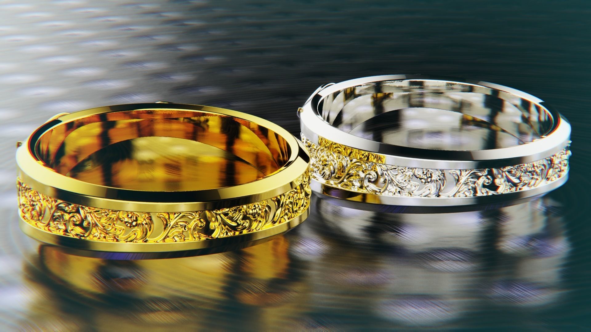 Ring with floral ornament for 3d Printing 3D print model_7