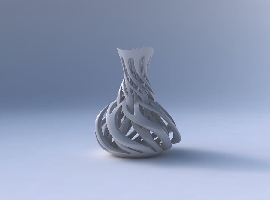 Vase twisted spherical bottom with intertwining lines twisted... 3D print model_4
