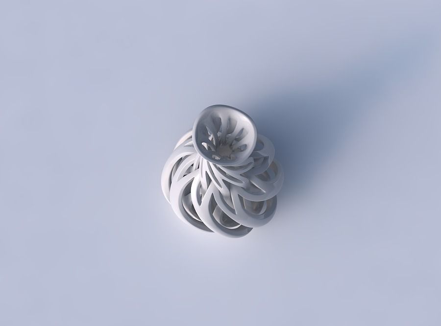 Vase twisted spherical bottom with intertwining lines twisted... 3D print model_2