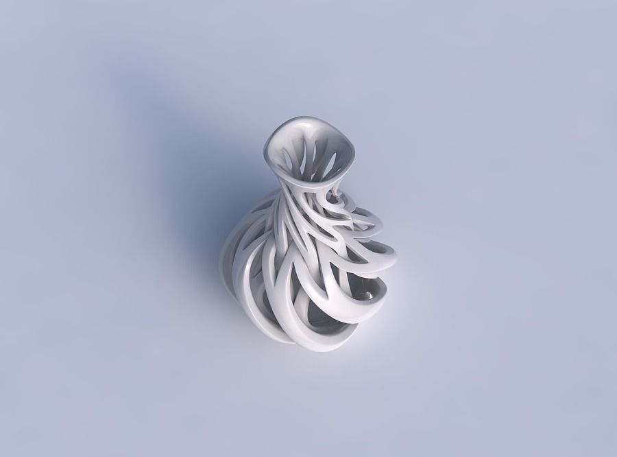Vase twisted spherical bottom with intertwining lines twisted... 3D print model_1