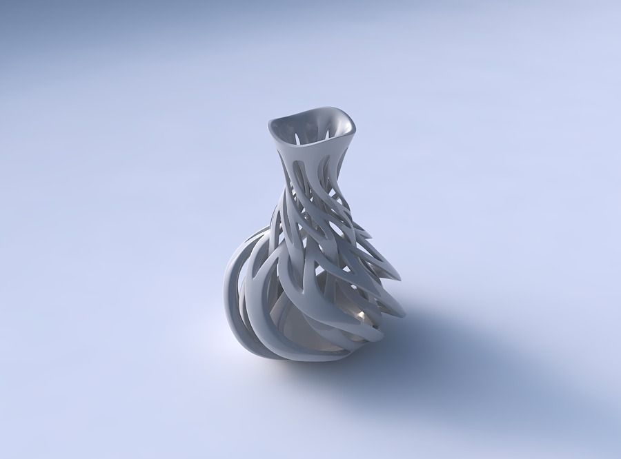 Vase twisted spherical bottom with intertwining lines twisted... 3D print model_3