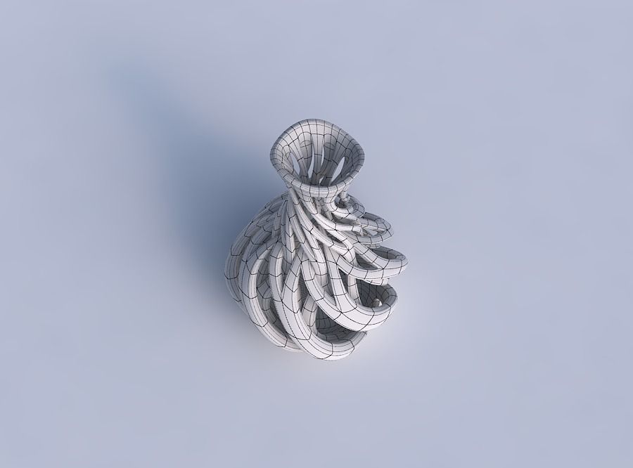 Vase twisted spherical bottom with intertwining lines twisted... 3D print model_6