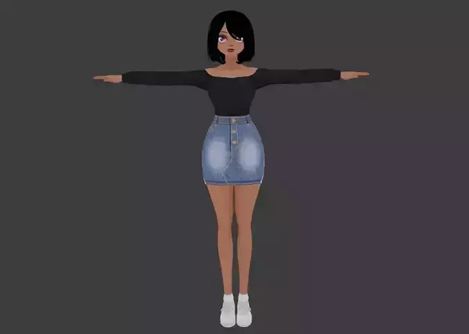 SciFi 3d anime kawaii girl character c18