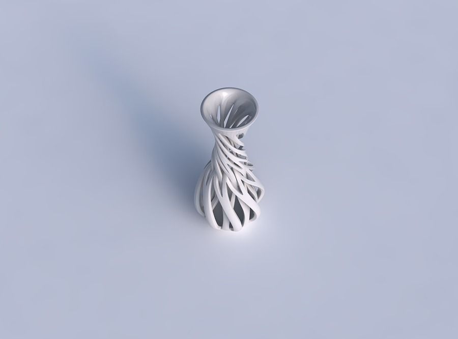 Vase twisted spherical bottom with intertwining lines twisted... 3D print model_1