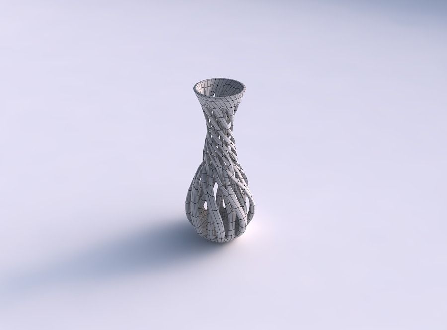 Vase twisted spherical bottom with intertwining lines twisted... 3D print model_5