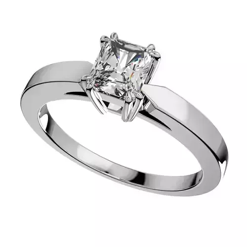Diamond Radiant Shape Solitaire Ring CAD Design-CC118RD