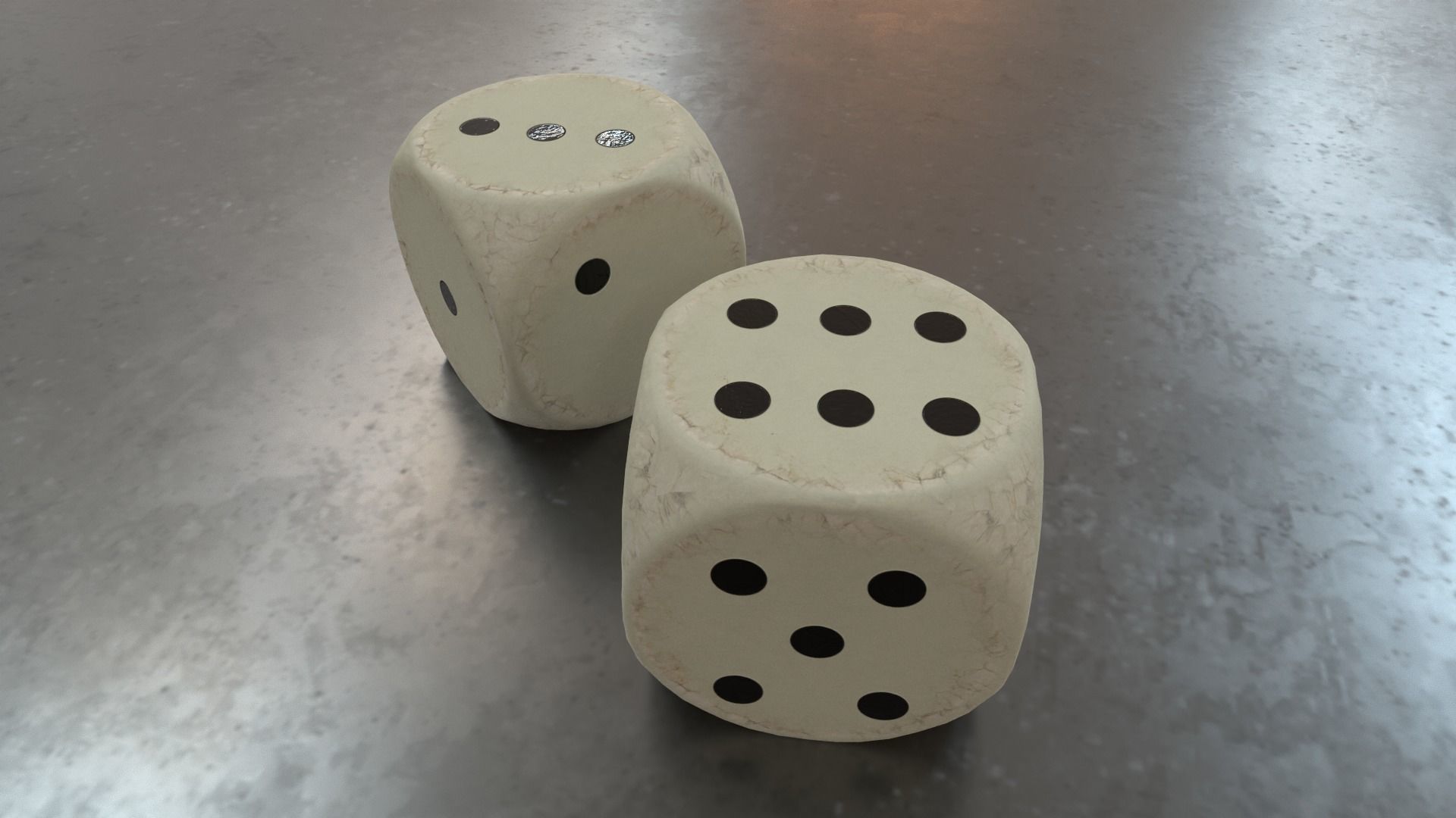 Antique Dice PBR Game-Ready Low-poly 3D model_8