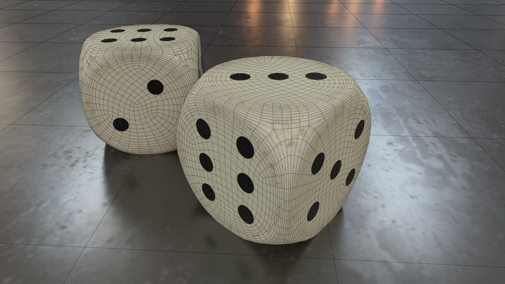 Antique Dice PBR Game-Ready Low-poly 3D model_12