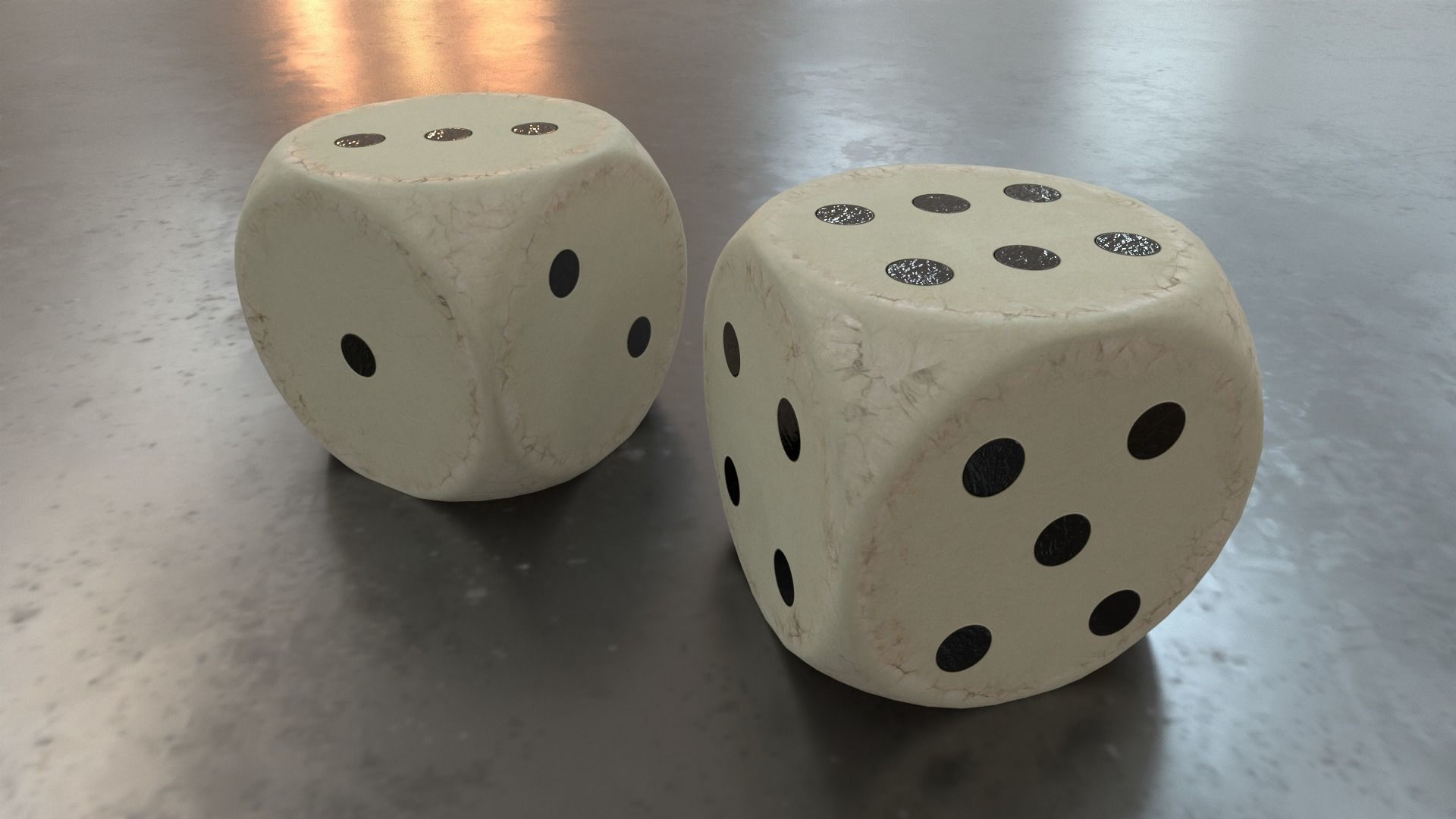 Antique Dice PBR Game-Ready Low-poly 3D model_5